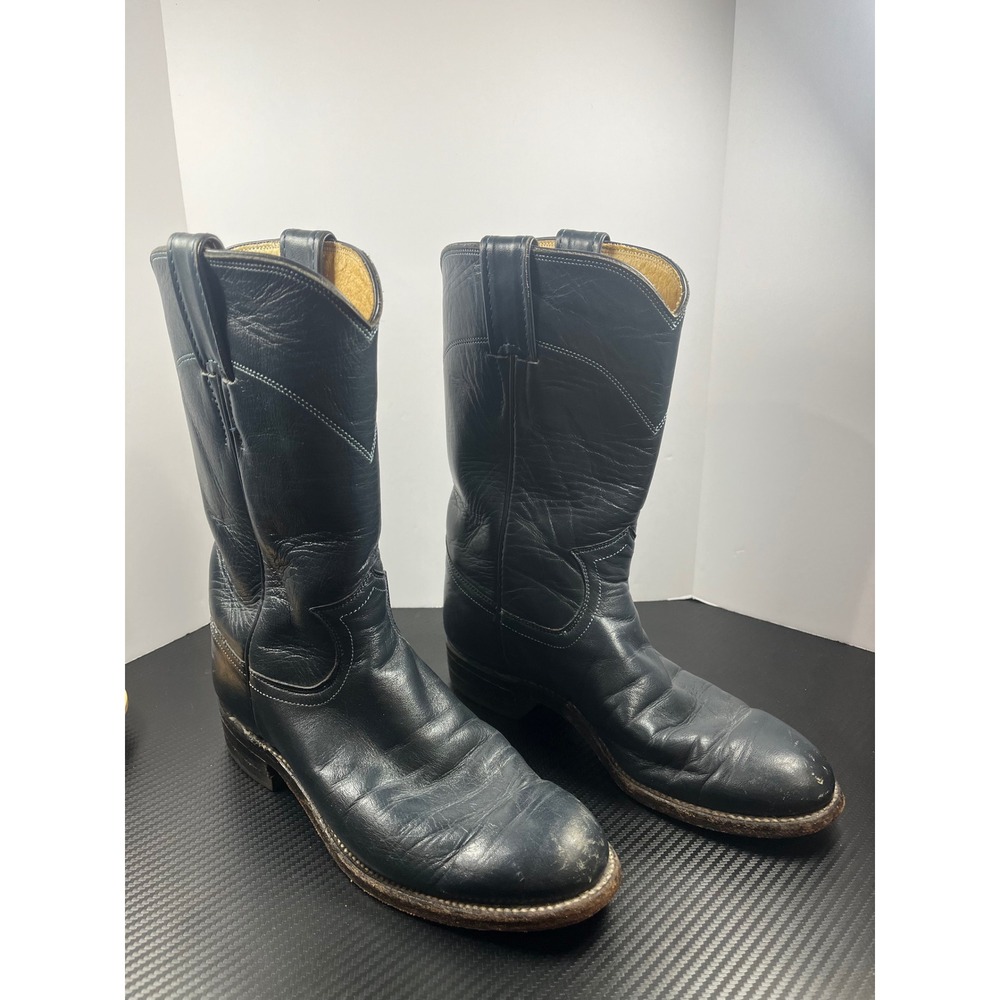 Justin L3057 Womensβ Black Leather Western Cowgirl Boots Made in USA Size 5 B